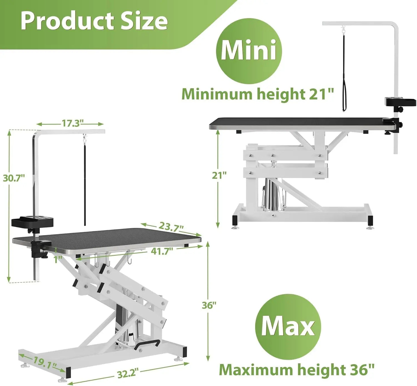 RBXCHign Hydraulic Pet Grooming Table With Z Lift Armrests