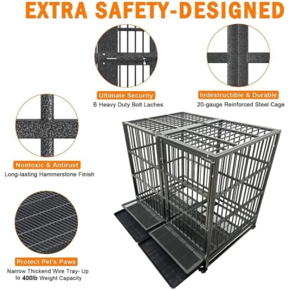 Hign Concerned Heavy Duty Dog Crate With Wheels Secure