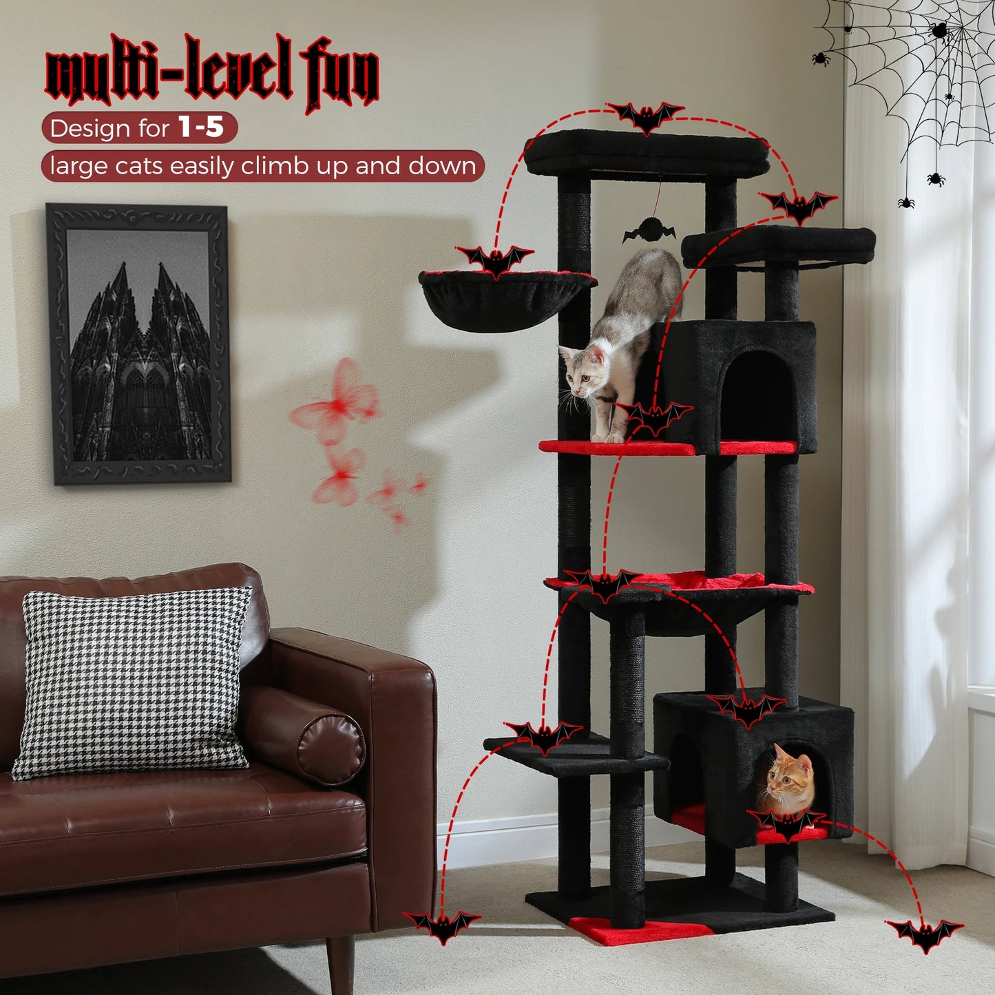 PAWZ Road Tall Cat Tree For Indoor Cats With Hammock