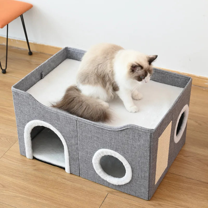 Henan Double Layer Cat House Warm Bed Scratching Board