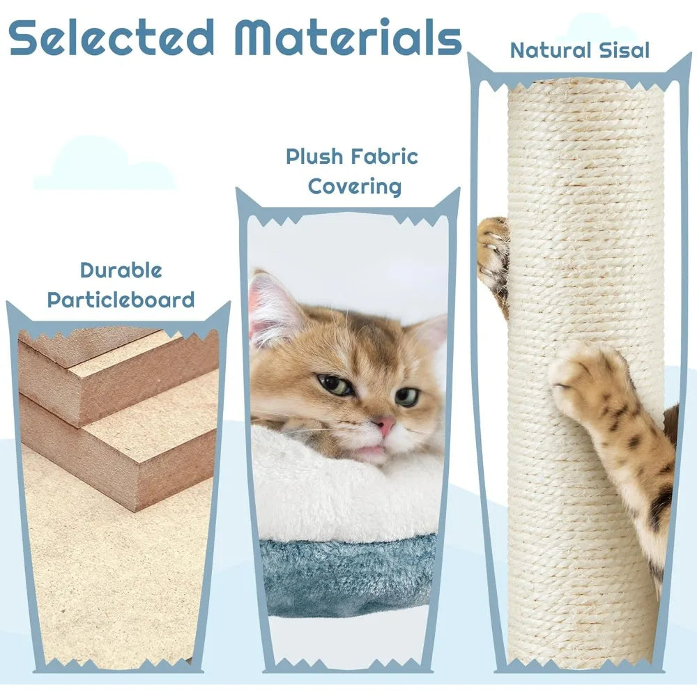 Hign-concerned Cat Tree Multi-Level Plush Shark Mouth Nest
