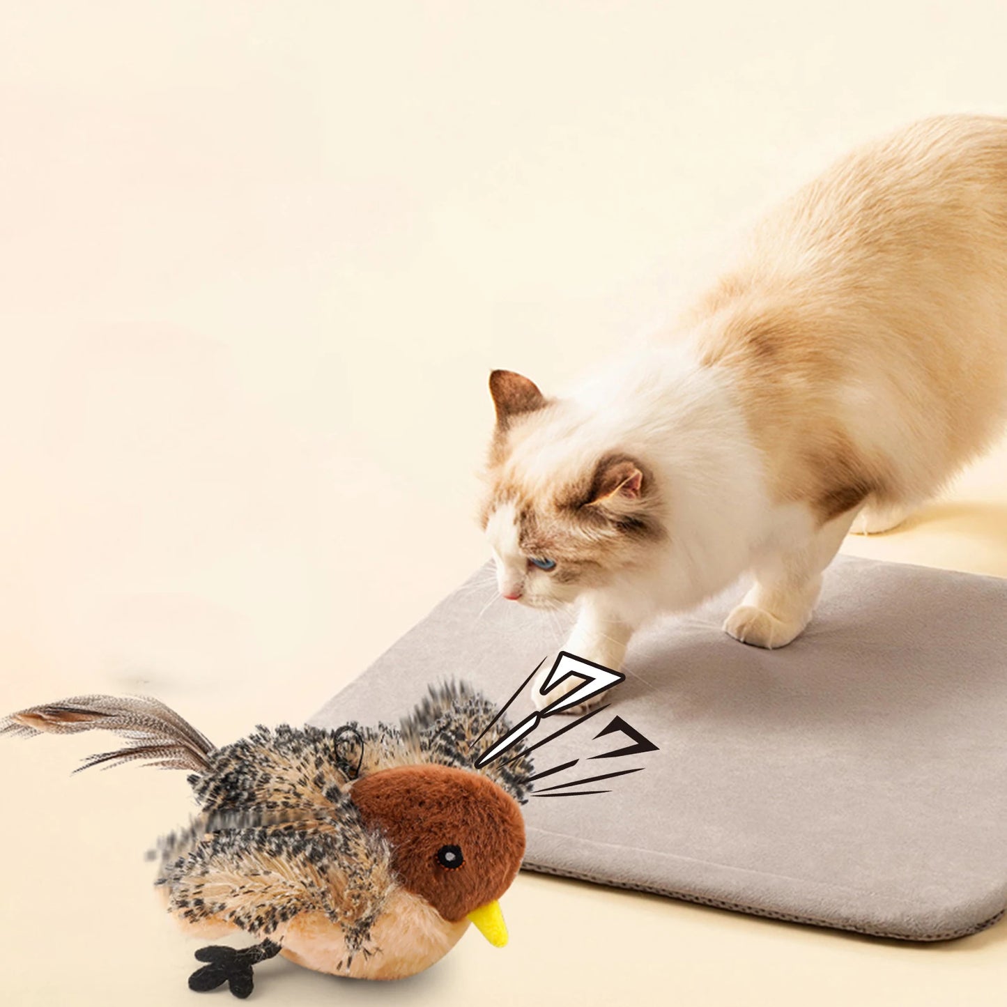 Guangdong Remote Control Chirping Bird Plush Toy For Kitten