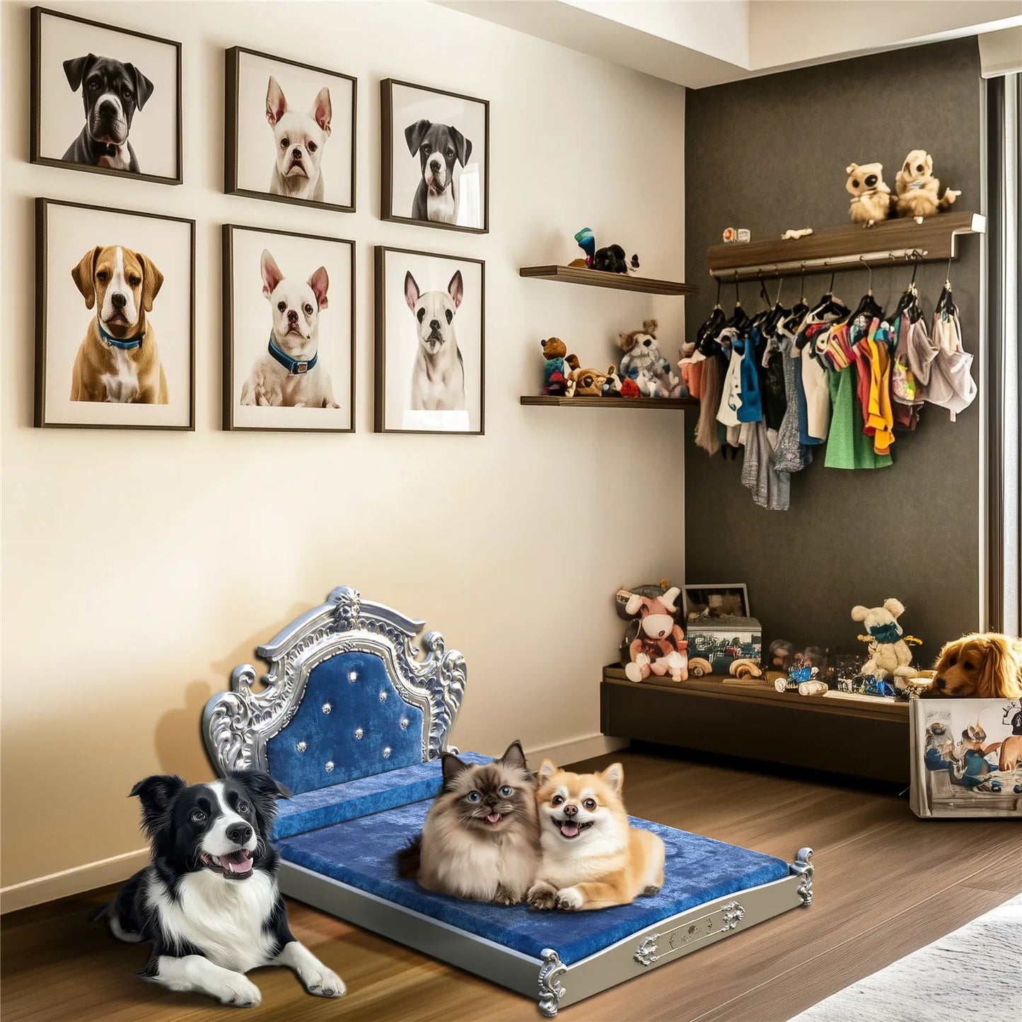 Bingopaw Dutch Velvet Luxury Pet Bed With Headboard