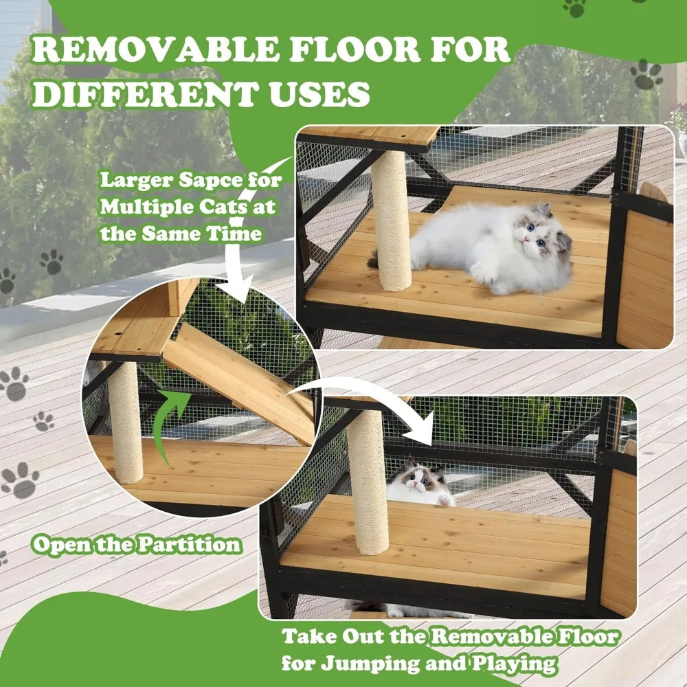 Closure Outdoor Wood Cat Enclosure Catio With Platform
