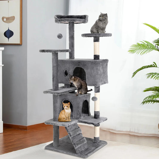 DOPINMINH Cat Tree Tower With Dangling Ball And Sisal Posts