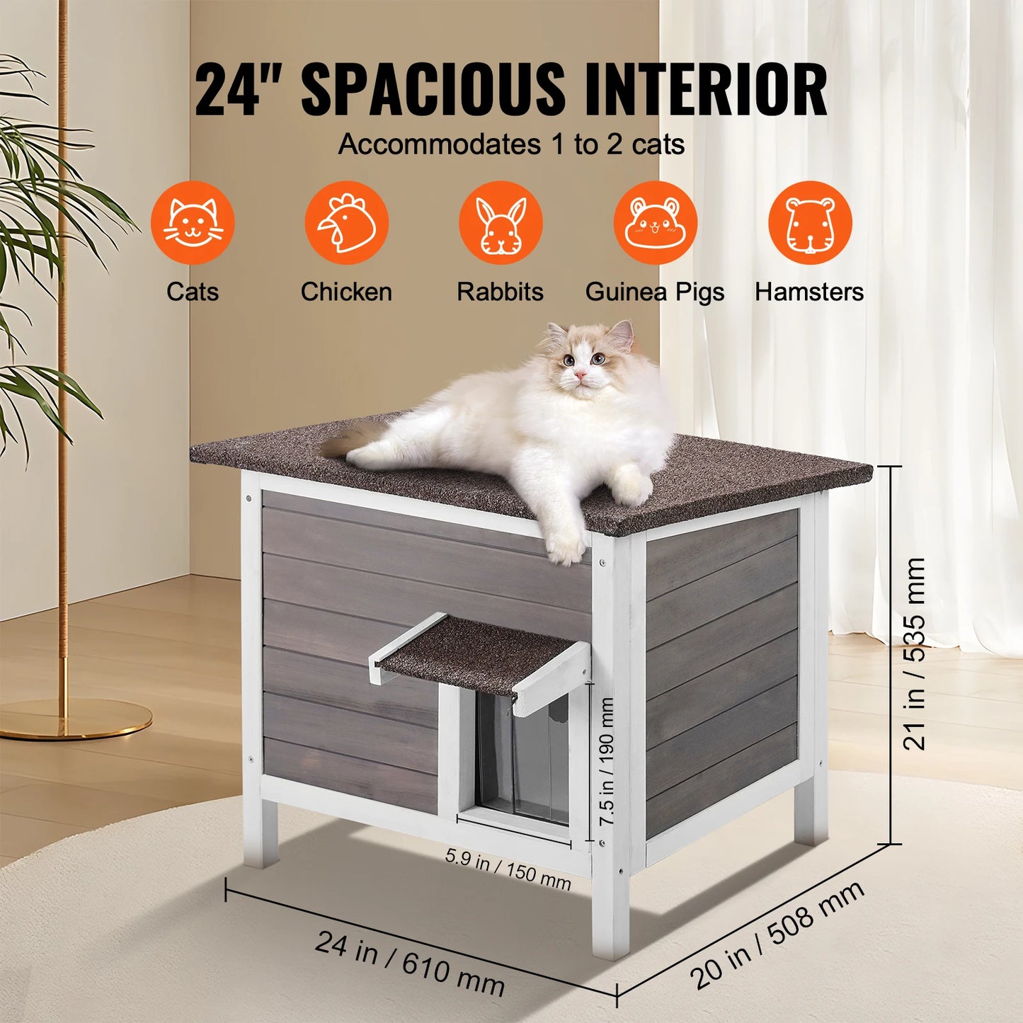 SucceBuy Outdoor Cat House Weatherproof Feral Shelter