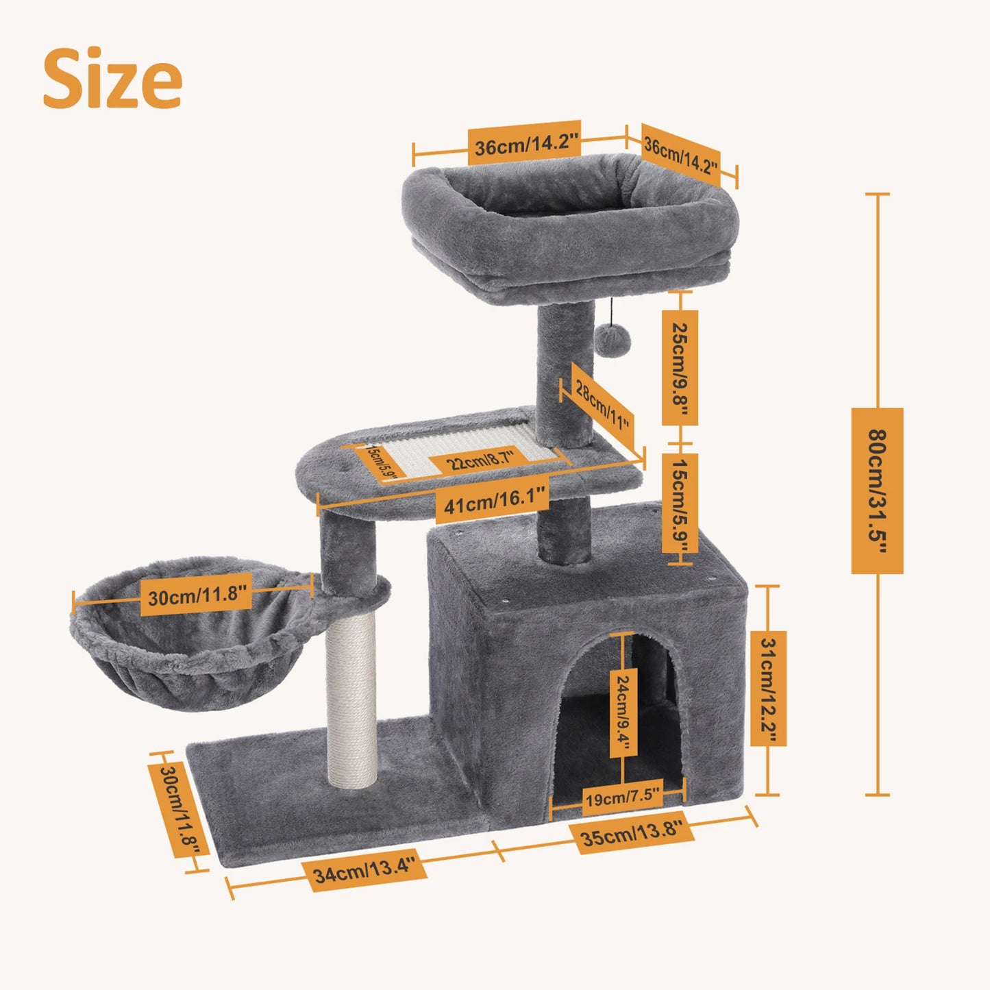 PAWZ Road Cat Tree Tower for Indoor Cats with Hammock