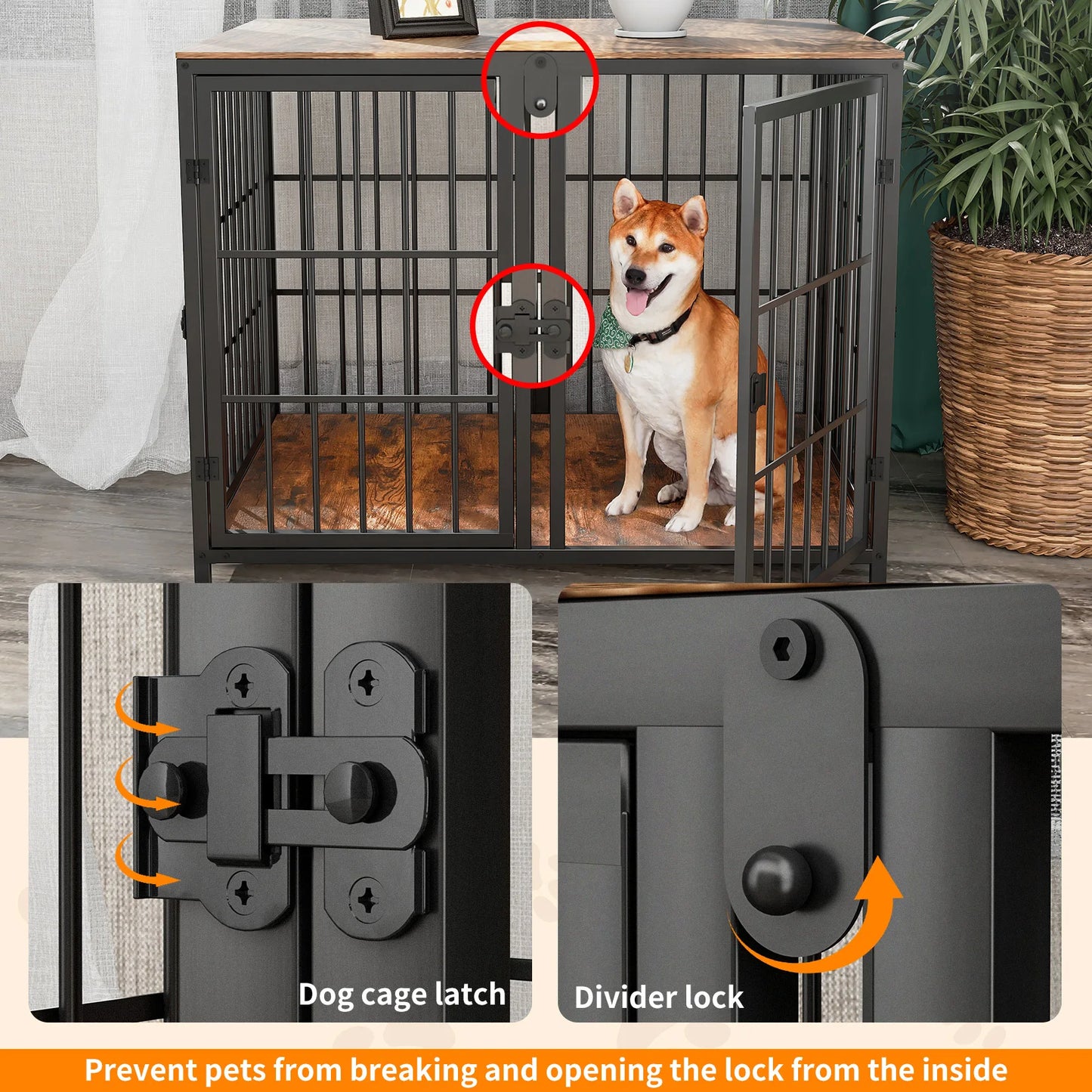 Bingopaw Heavy Duty Dog Crate End Table With Four Doors