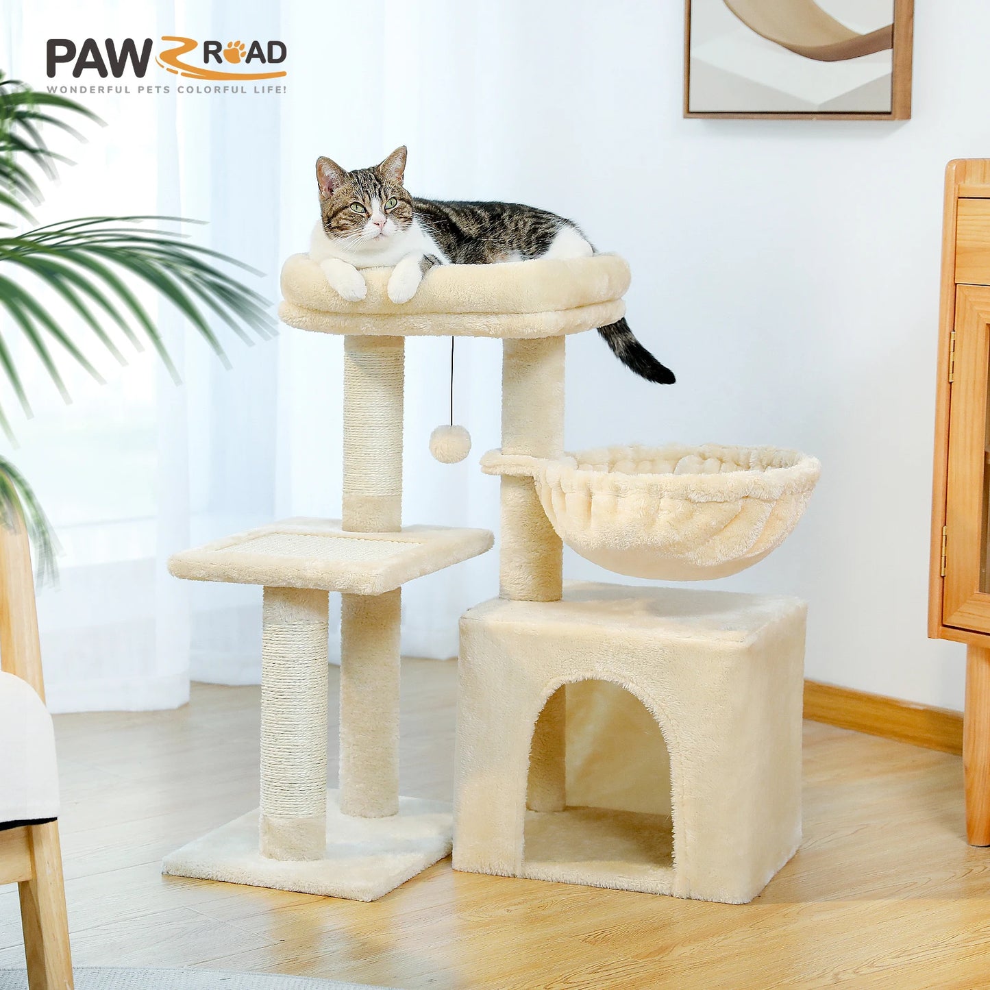 PAWZ Road Cat Tree Tower for Indoor Cats with Hammock