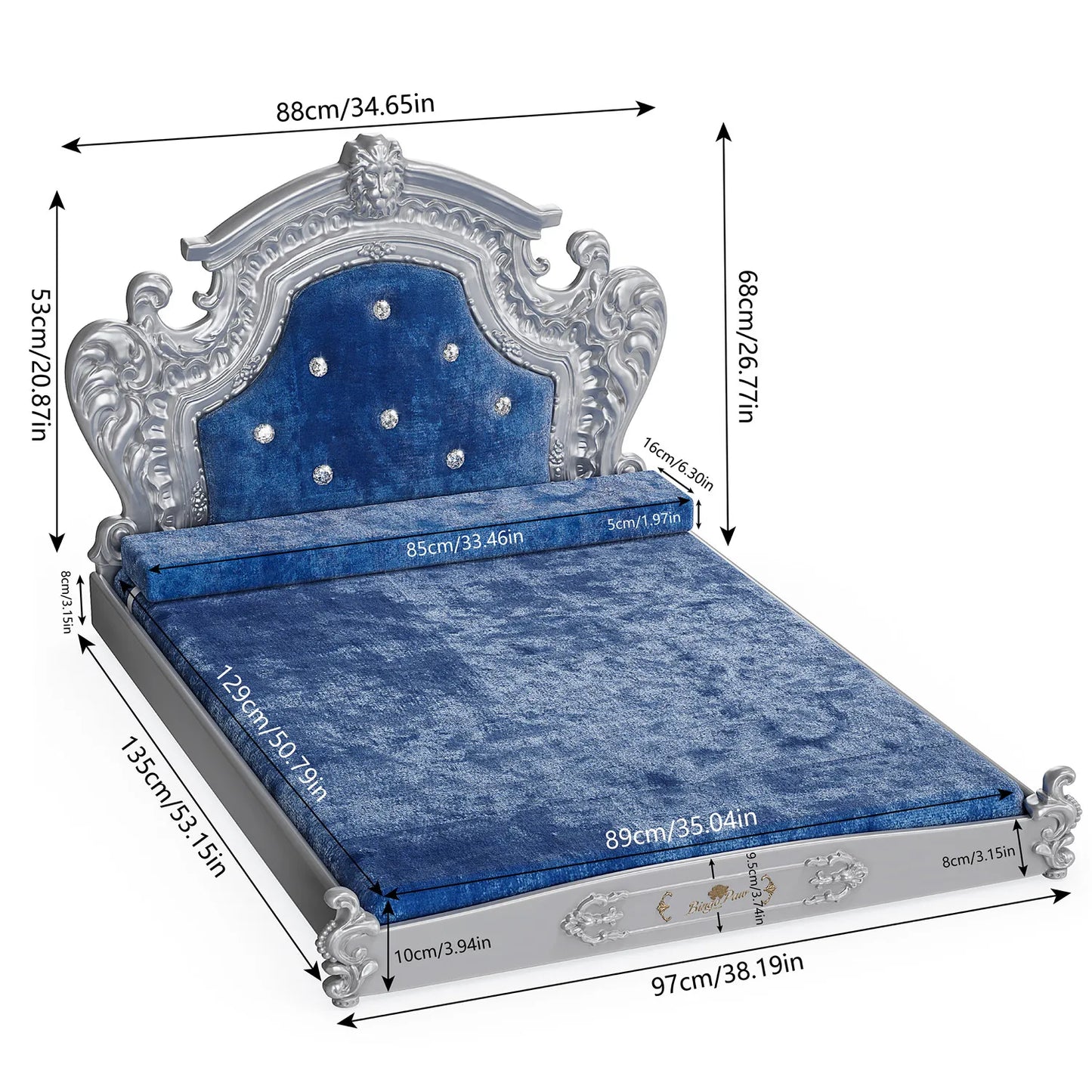 Bingopaw Dutch Velvet Luxury Pet Bed With Headboard