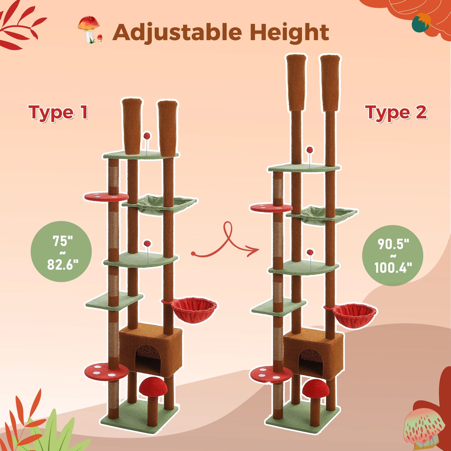 PETEPELACN Cat Tree Floor to Ceiling Tower Hammock Pro