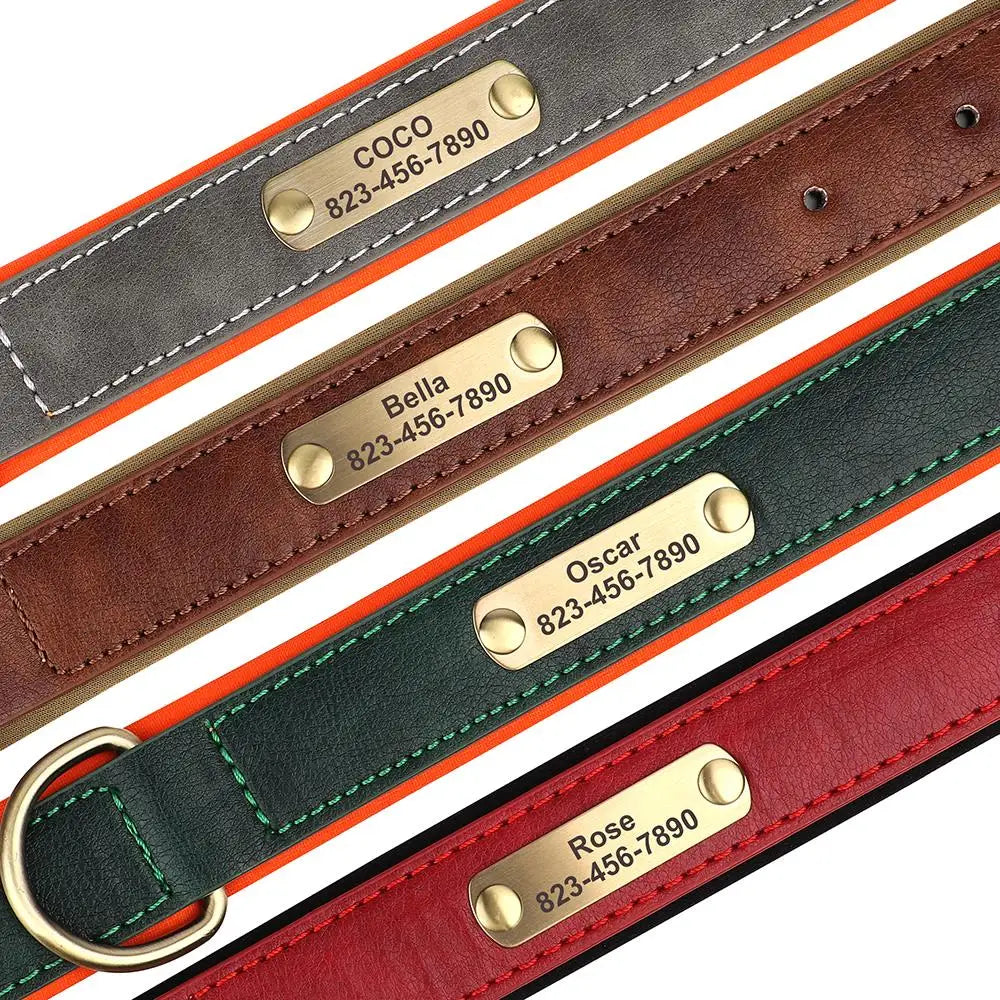 Pet Artist Personalized Engraved PU Leather Dog Collar