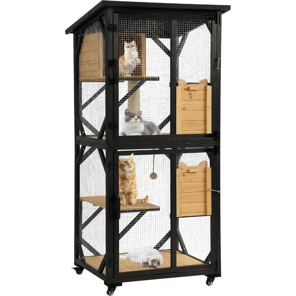 Closure Outdoor Wood Cat Enclosure Catio With Platform