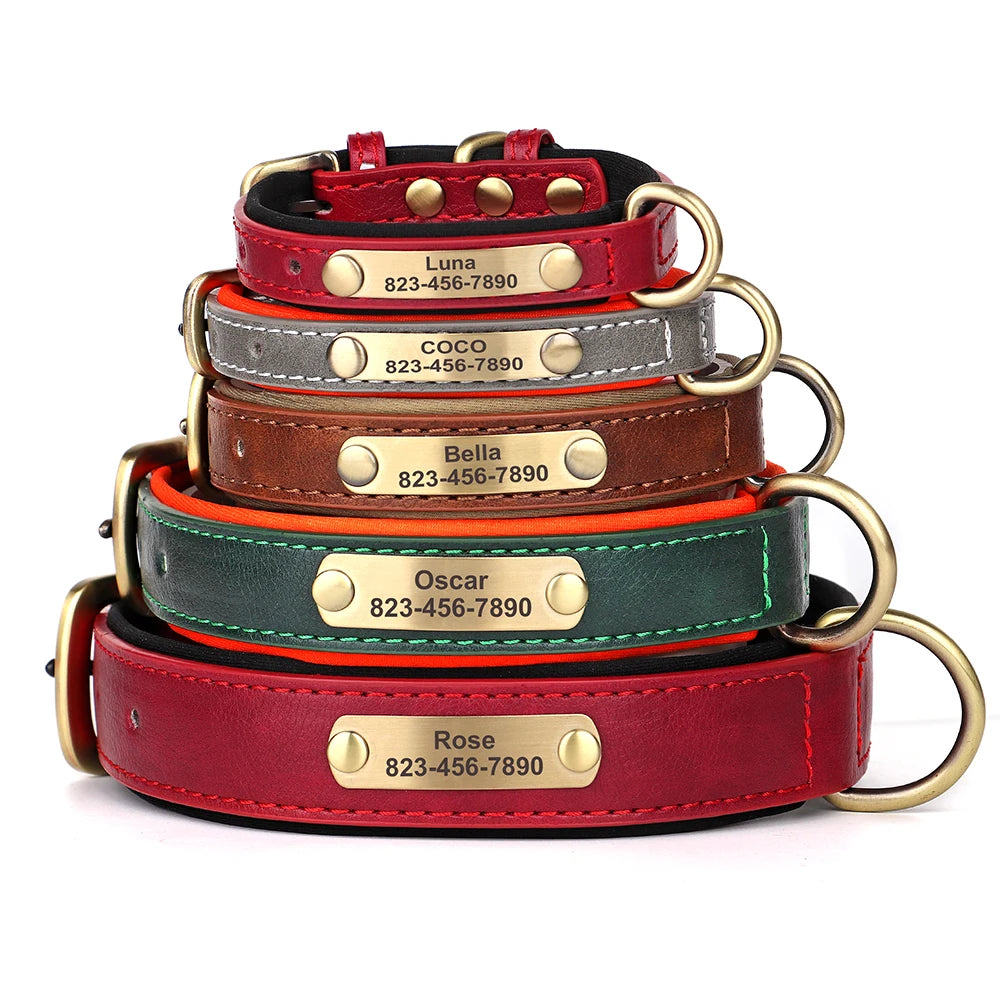 Pet Artist Personalized Engraved PU Leather Dog Collar