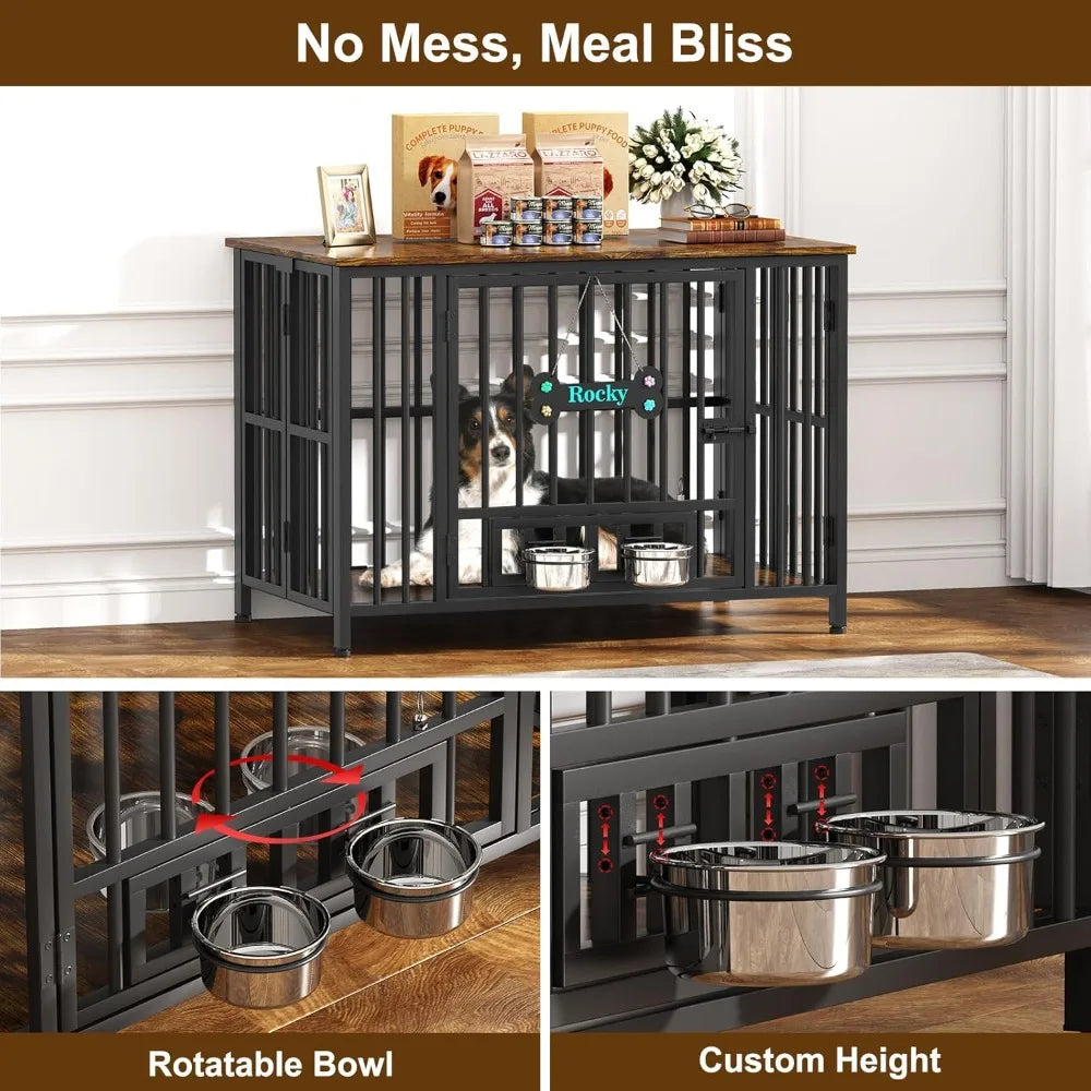 HUANZHUANG IndustrialStrength Foldable Dog Crate Furniture No Assembly Indoor Kennel