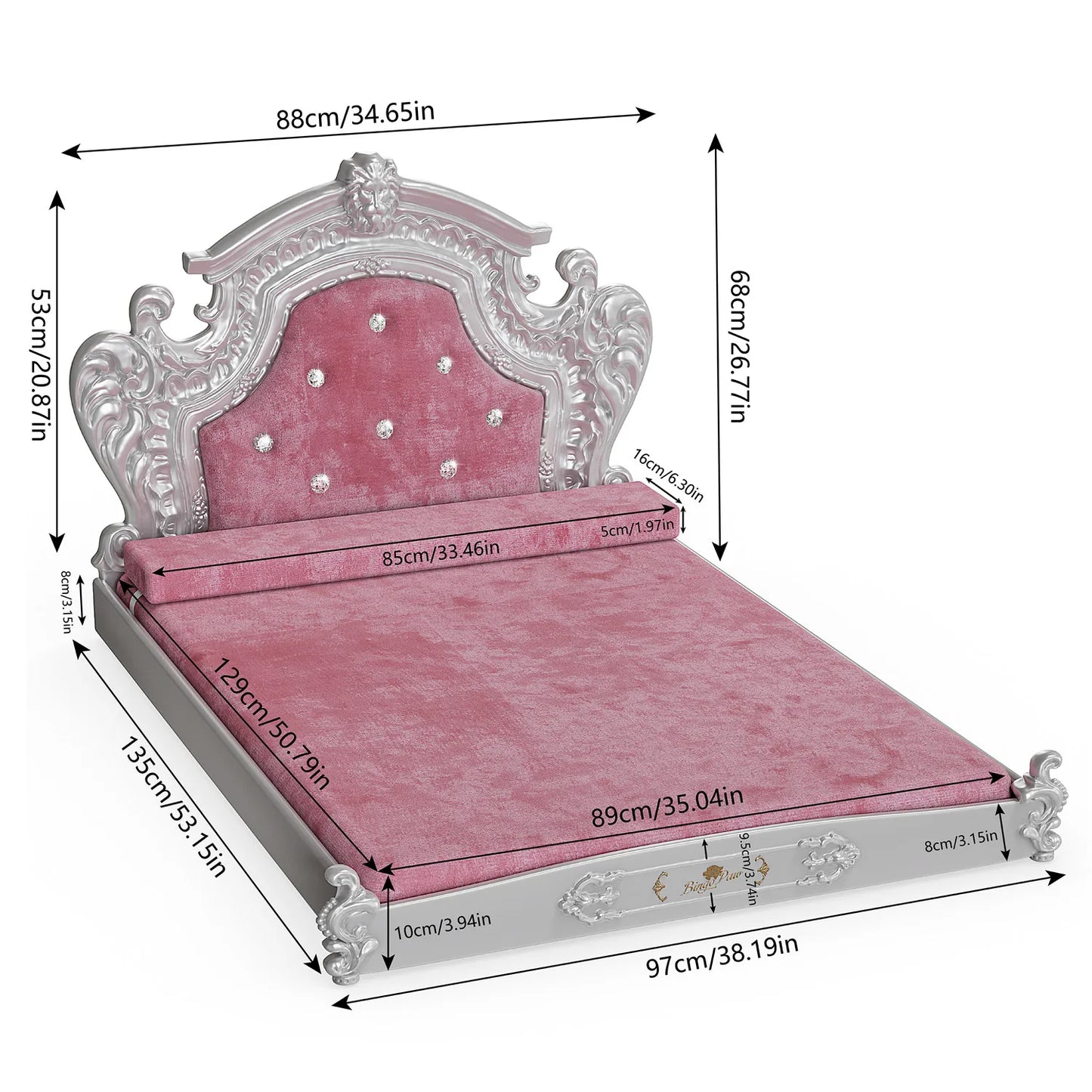 Bingopaw Dutch Velvet Luxury Pet Bed With Headboard