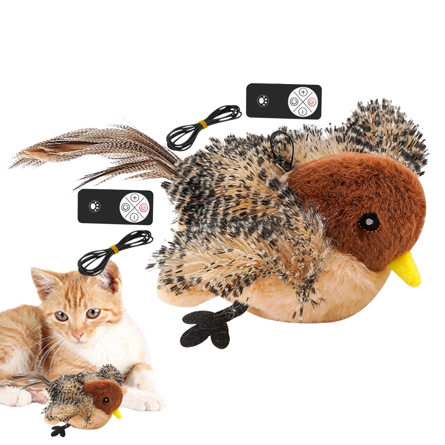 Guangdong Remote Control Chirping Bird Plush Toy For Kitten