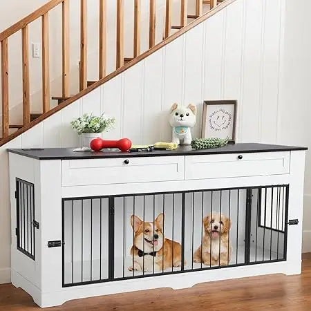 Hign Concerned Large Dog Wooden Crate End Table Cage