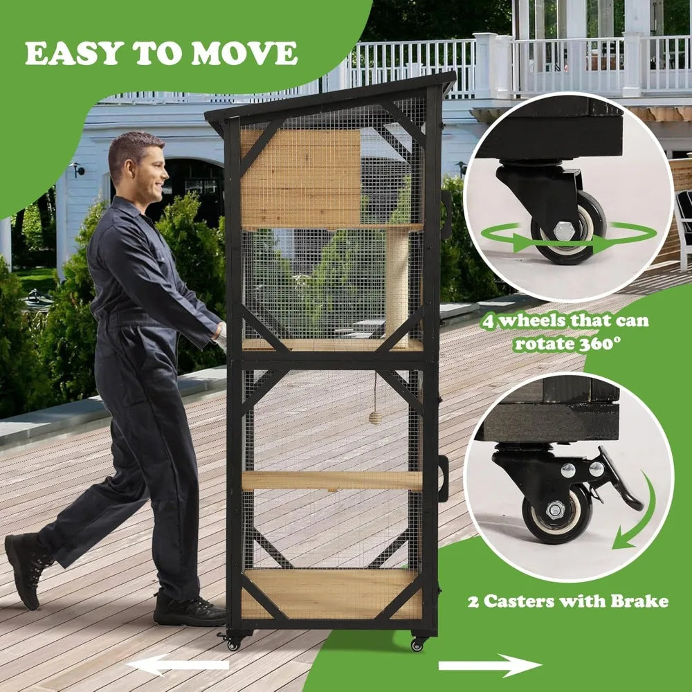 Closure Outdoor Wood Cat Enclosure Catio With Platform