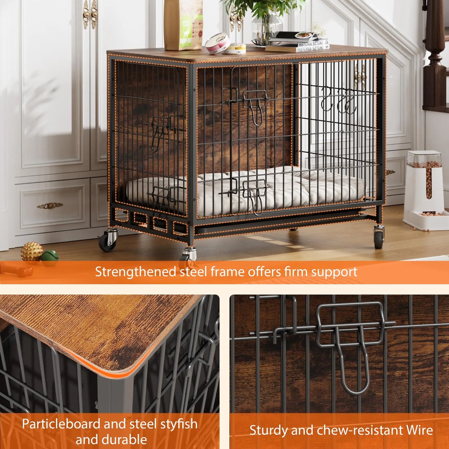 HiMISS Heavy Duty Metal Dog Crate Indoor Outdoor Kennel
