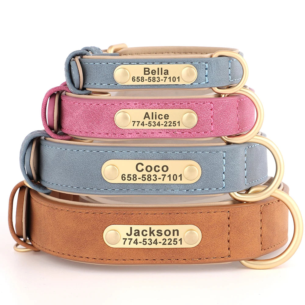 Pet Artist Personalized Engraved PU Leather Dog Collar