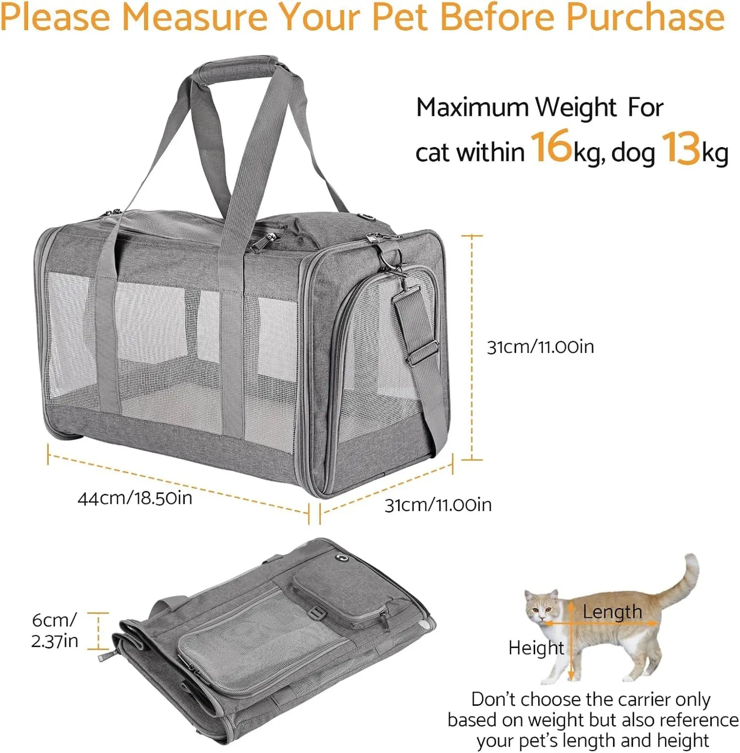 Airline Approved Soft Sided Pet Carrier For Cats And Dogs