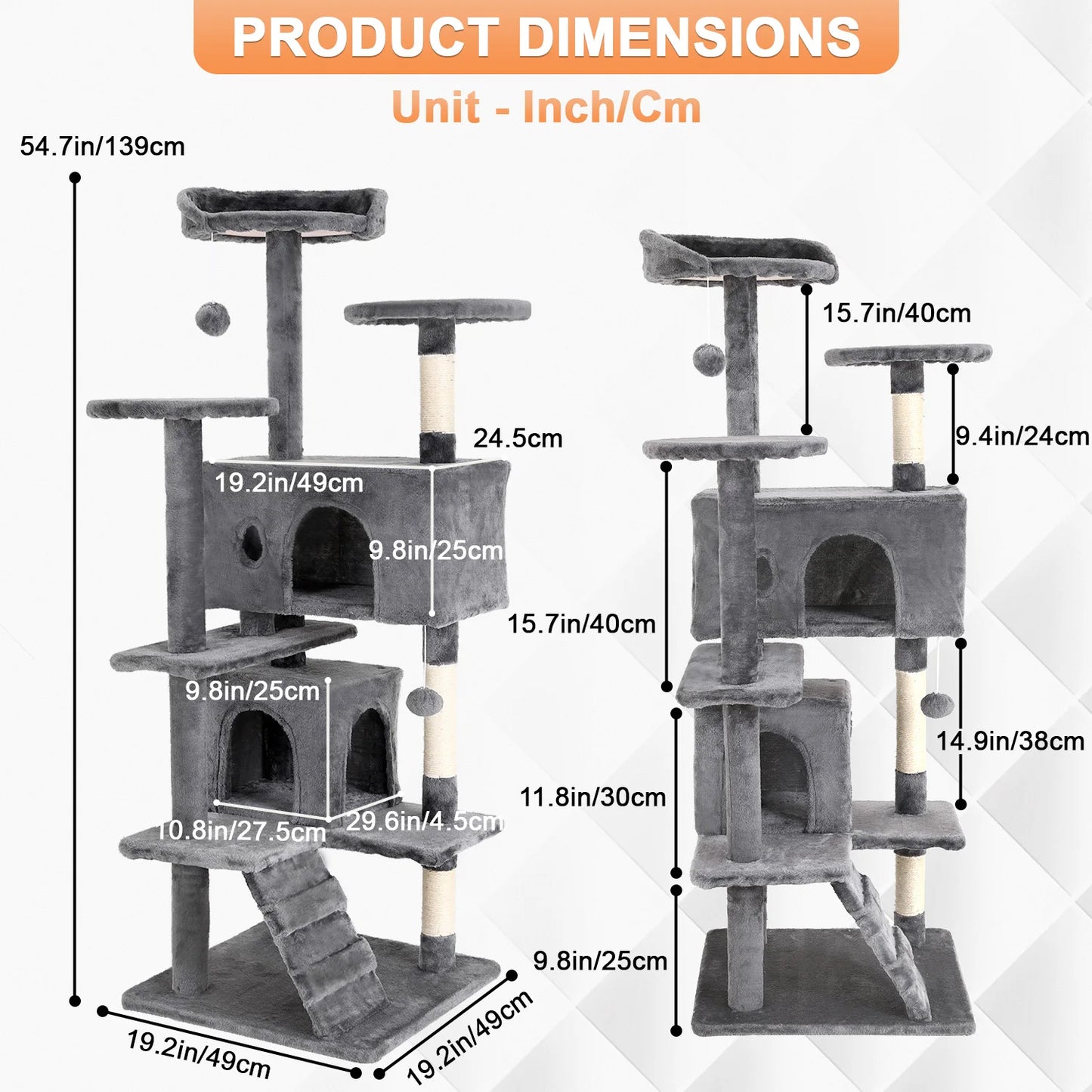 DOPINMINH Cat Tree Tower With Dangling Ball And Sisal Posts