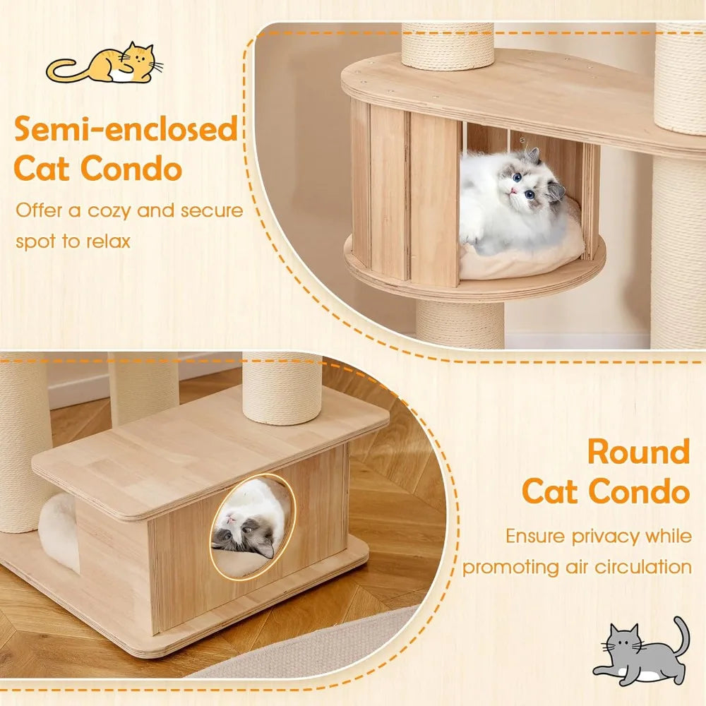 RBXCBreed Wood Cat Tree Modern Multi Tier Scratching Posts