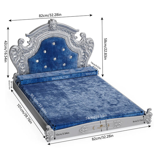 Bingopaw Dutch Velvet Luxury Pet Bed With Headboard