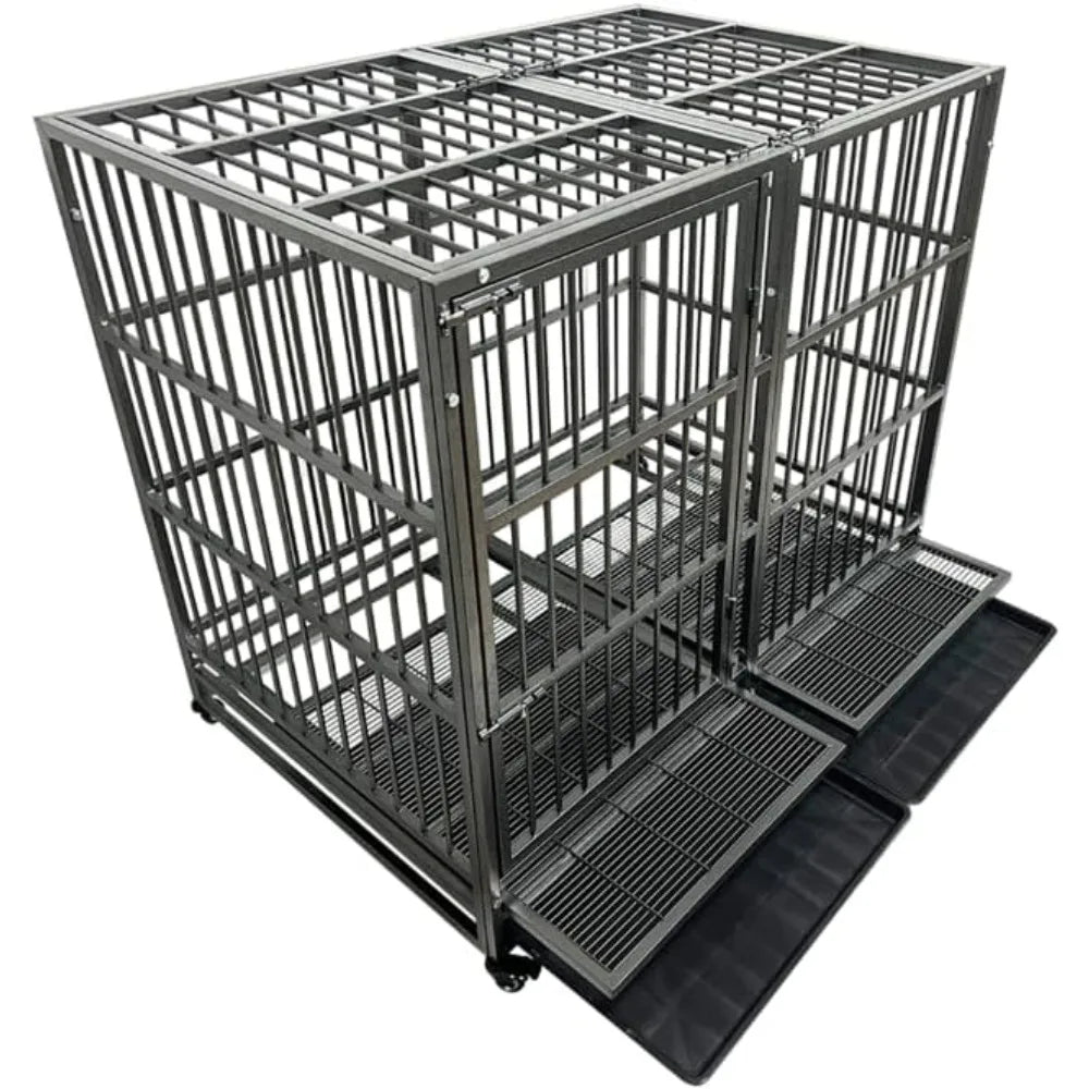 Hign Concerned Heavy Duty Dog Crate With Wheels Secure