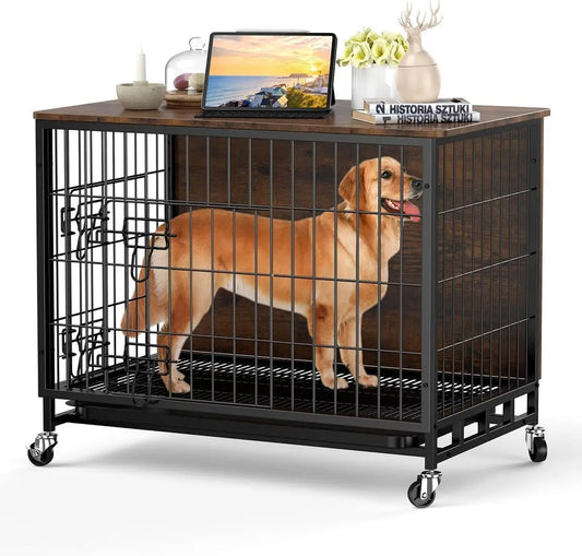 HiMISS Heavy Duty Metal Dog Crate Indoor Outdoor Kennel