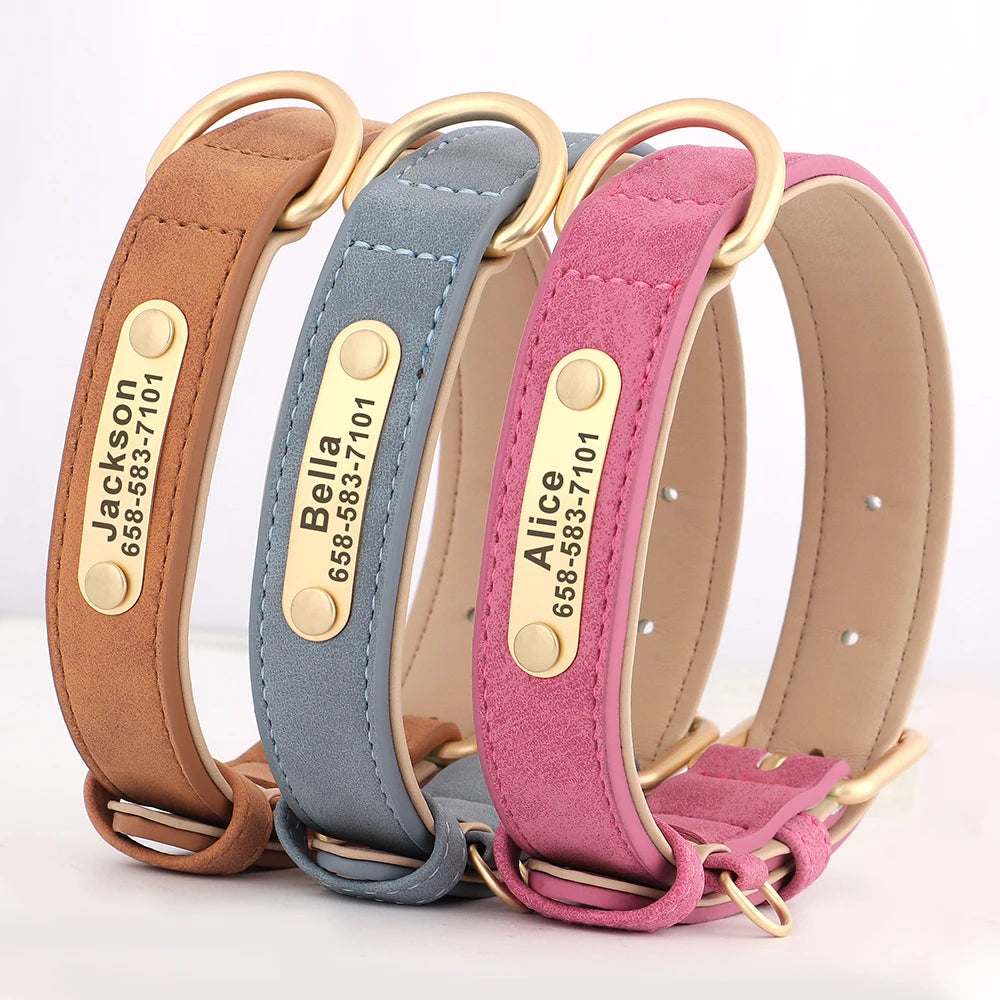 Pet Artist Personalized Engraved PU Leather Dog Collar