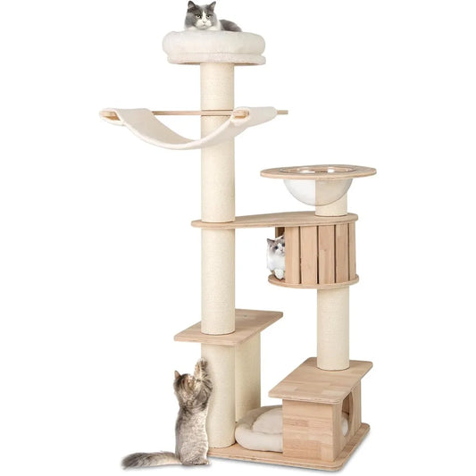 RBXCBreed Wood Cat Tree Modern Multi Tier Scratching Posts