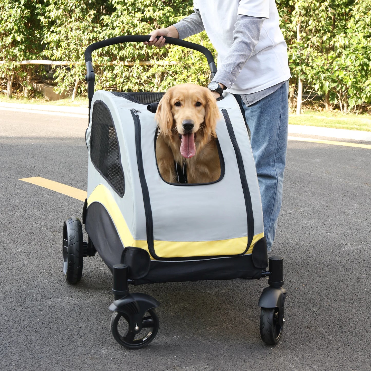 Portable Dog Stroller With Four Wheels Foldable Carrier