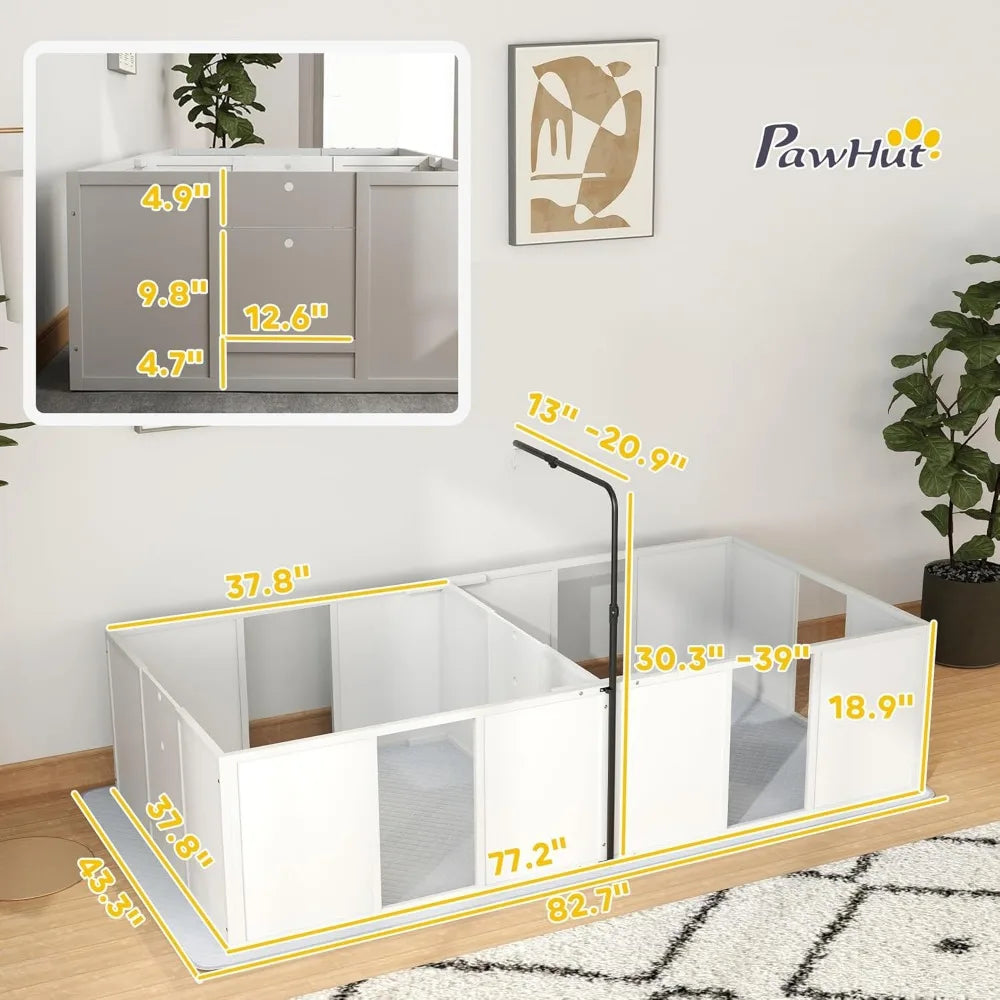 PawHut Whelping Box For Dogs With Retractable Light Stand
