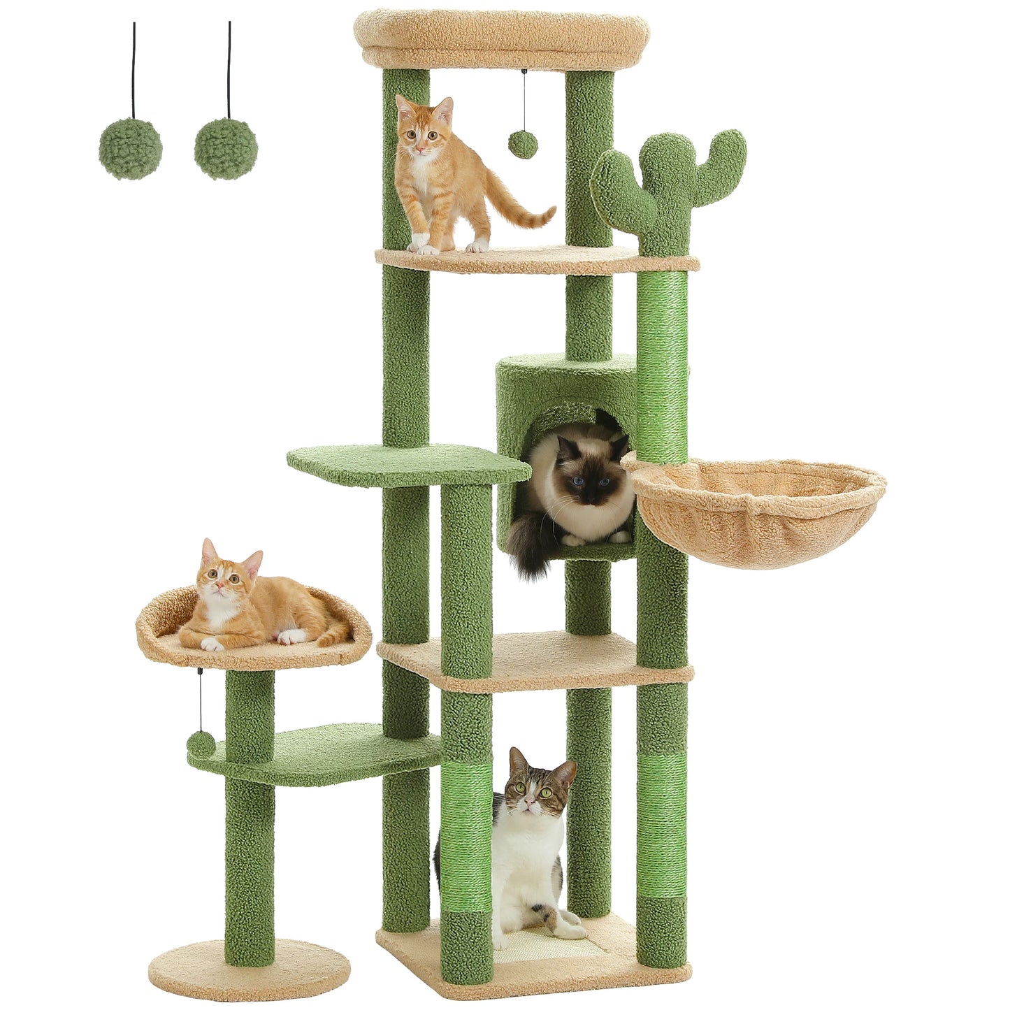 PETEPELACN Cactus Tall Cat Tree Multi Level Cat Tower