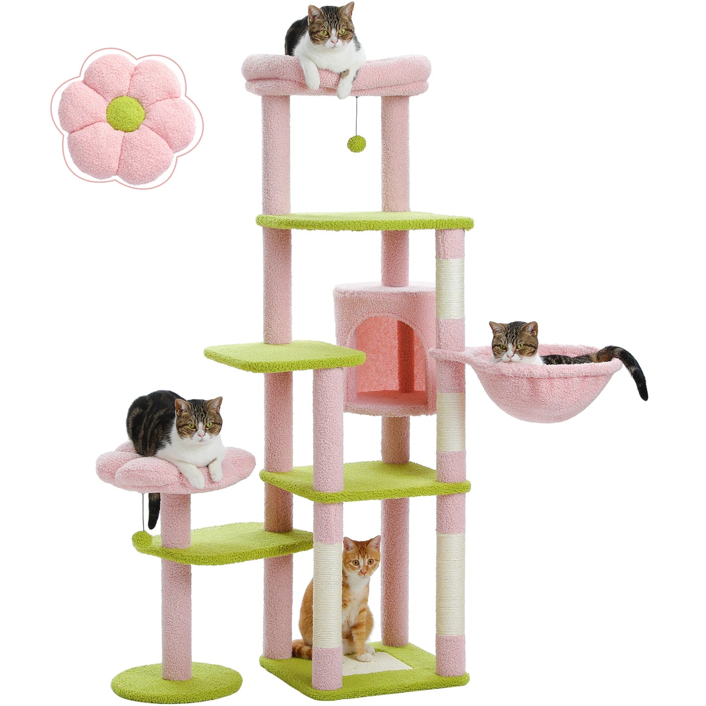 PETEPELACN Cactus Tall Cat Tree Multi Level Cat Tower