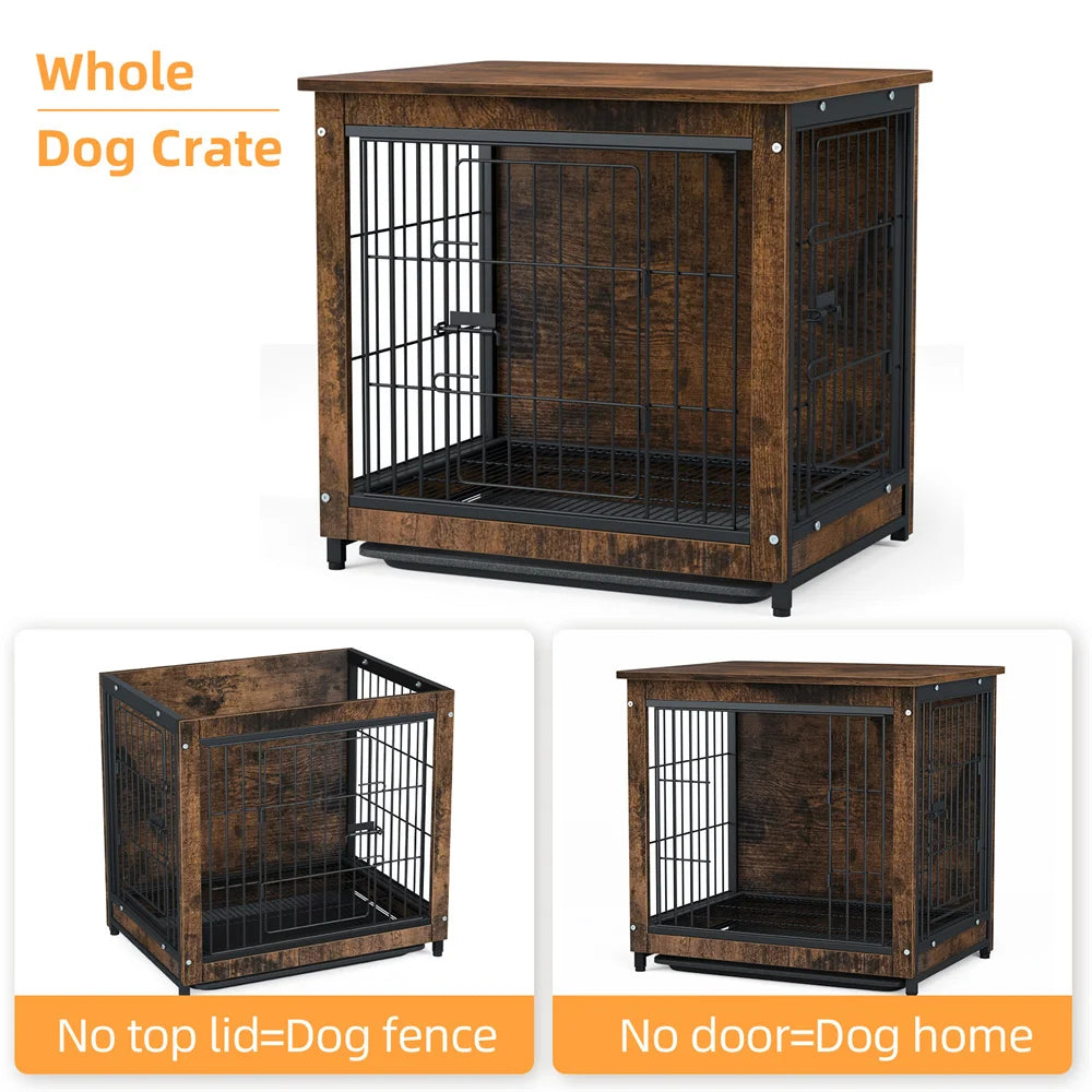 Borwarth Wooden Dog Crate End Table With Double Door