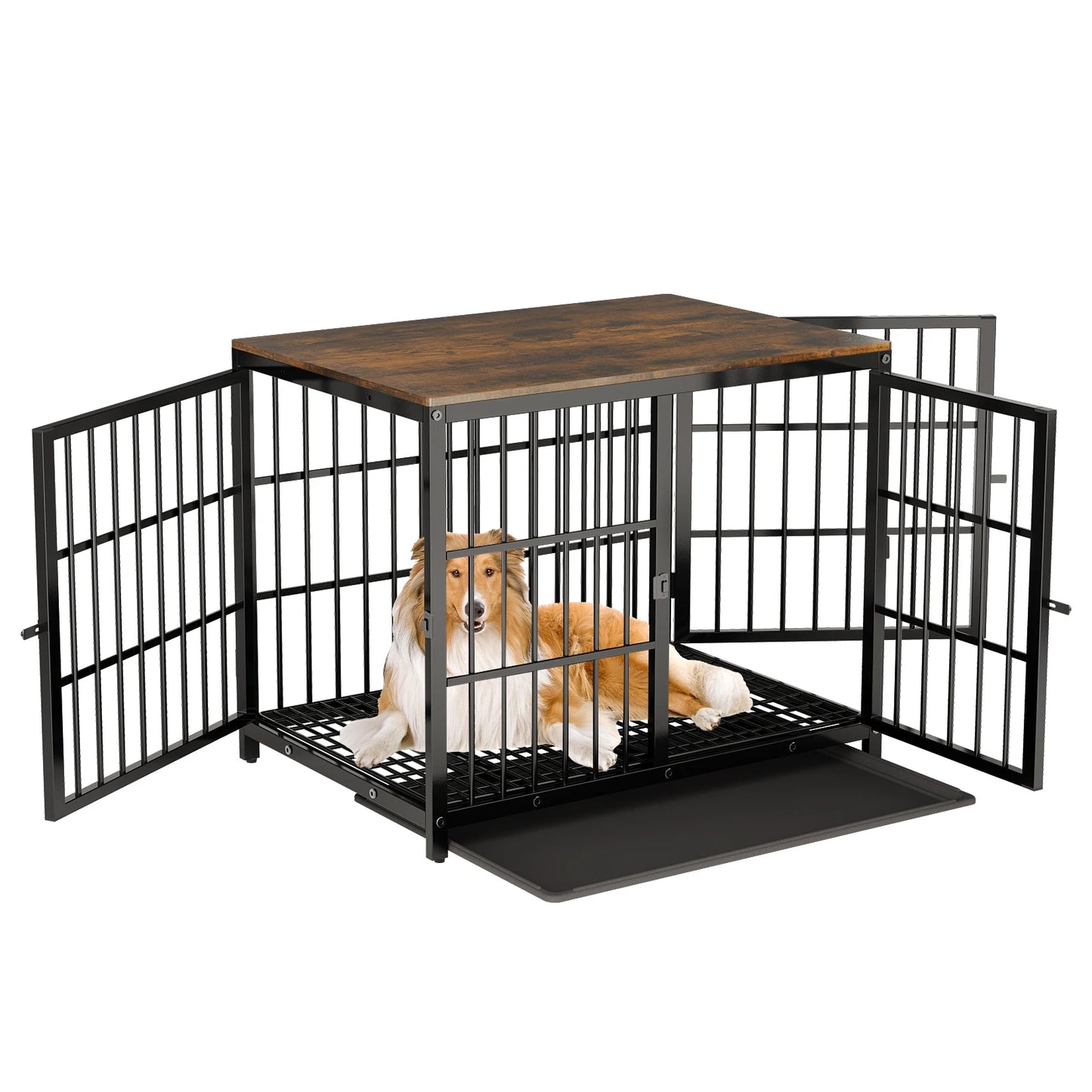 BINGOPAW Heavy Duty Dog Kennel End Table Crate With Doors