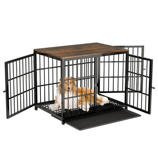BINGOPAW Heavy Duty Dog Kennel End Table Crate With Doors