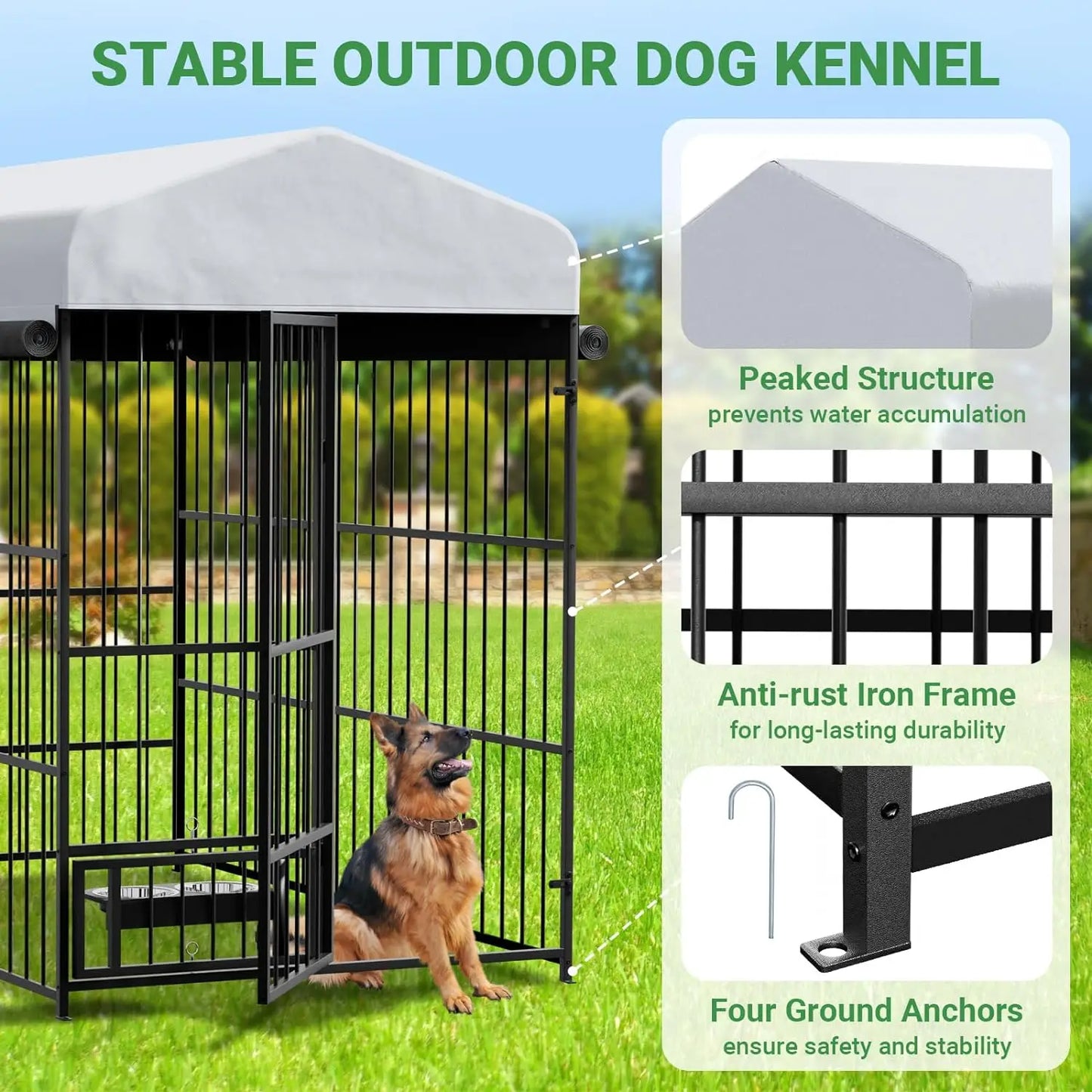 TWISTER.CKH Outdoor Heavy Duty Dog Kennel Walk In Cage