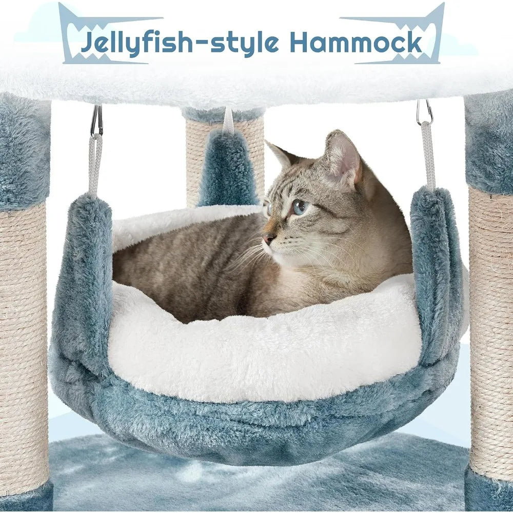 Hign-concerned Cat Tree Multi-Level Plush Shark Mouth Nest