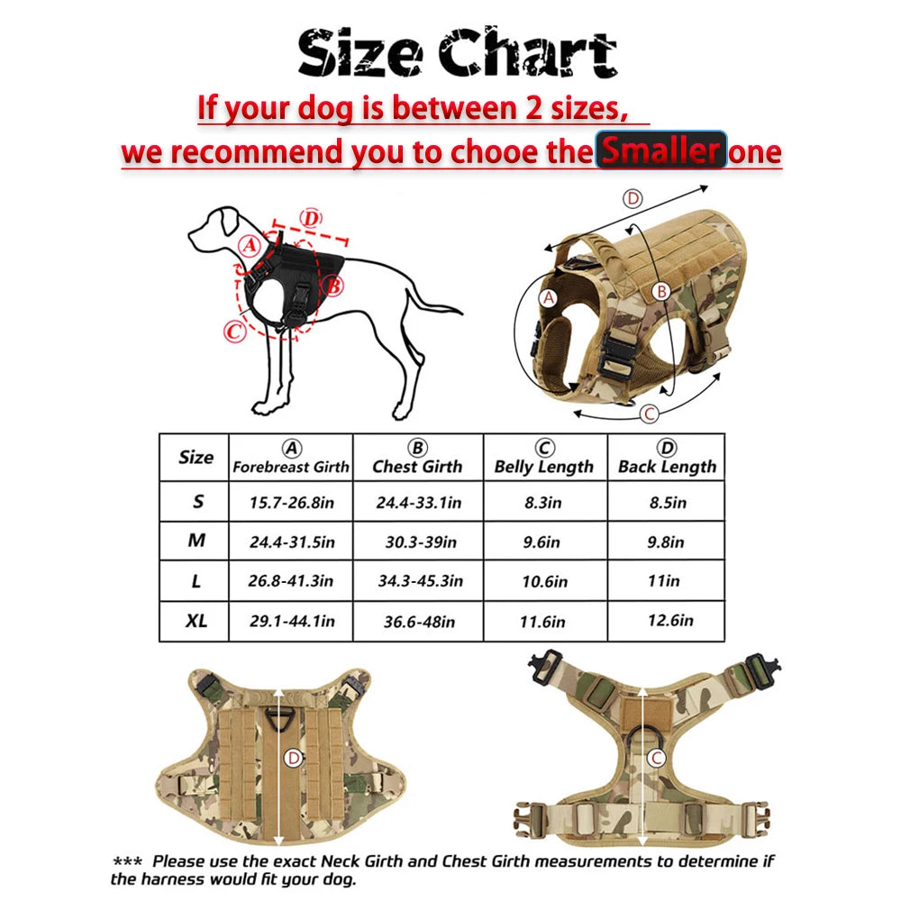 PETRAVELCN Tactical Dog Harness Vest Adjustable Training
