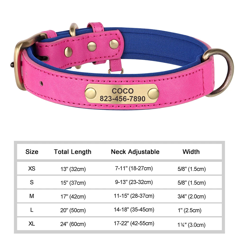 Pet Artist Personalized Engraved PU Leather Dog Collar