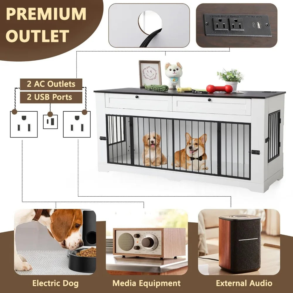 Hign Concerned Large Dog Wooden Crate End Table Cage