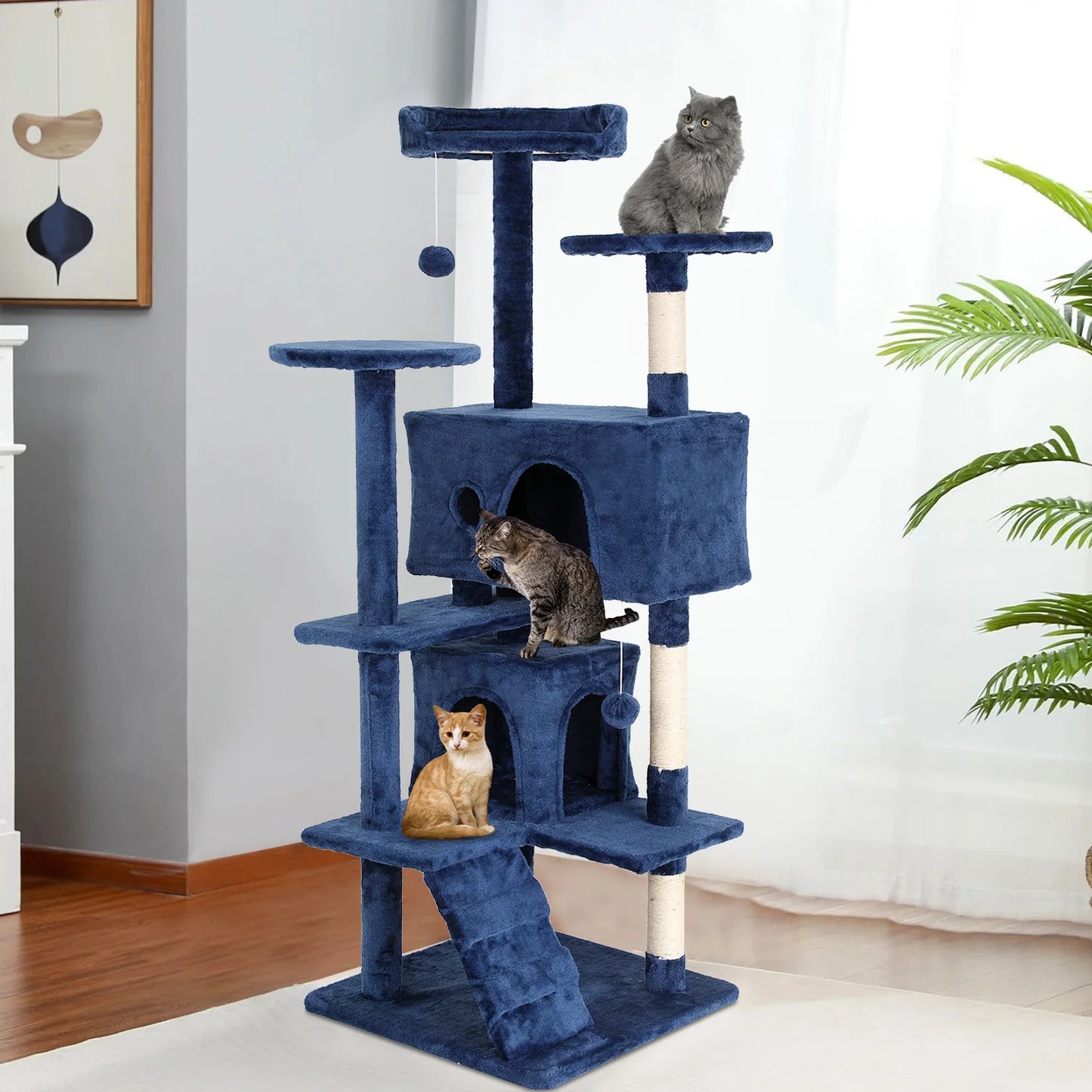 DOPINMINH Cat Tree Tower With Dangling Ball And Sisal Posts