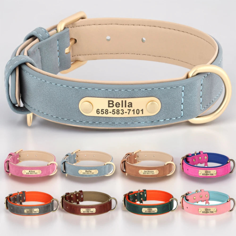 Pet Artist Personalized Engraved PU Leather Dog Collar