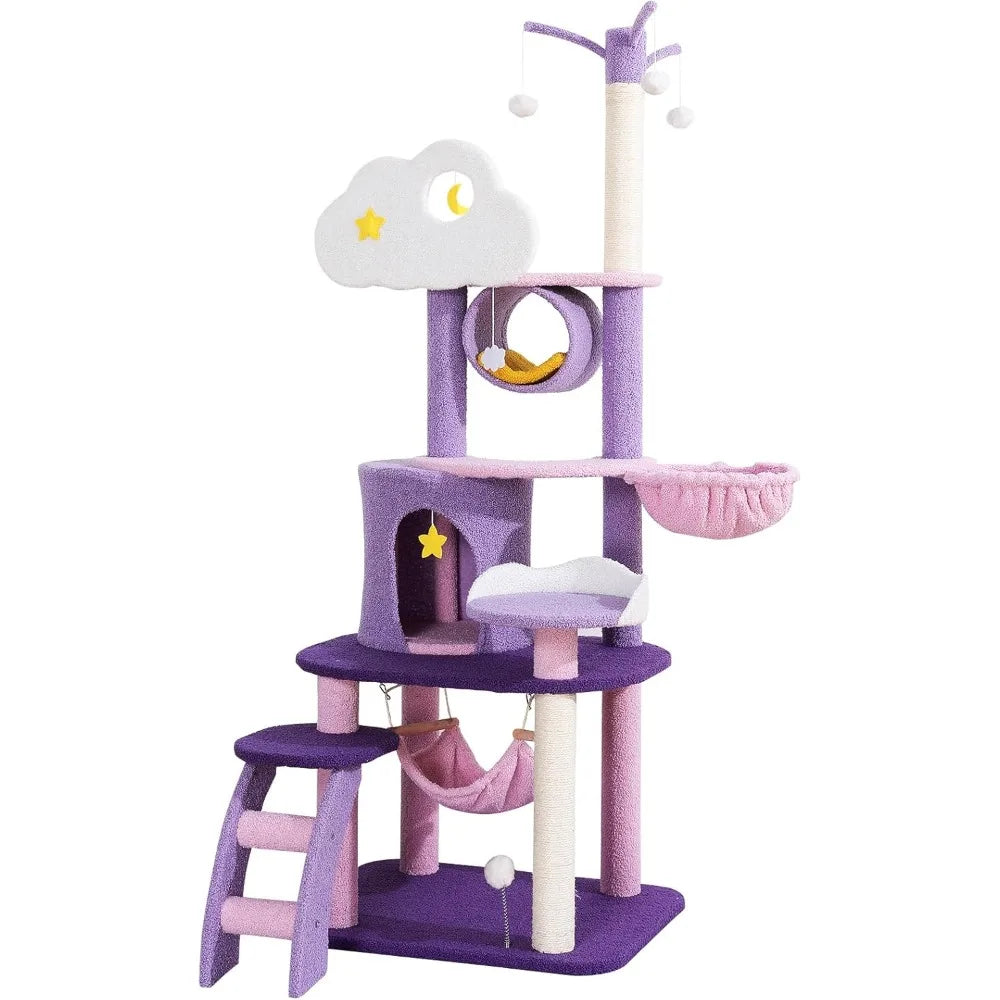 Cloud Cat Tree Indoor Cat Tower with Scratcher Hammock Condo