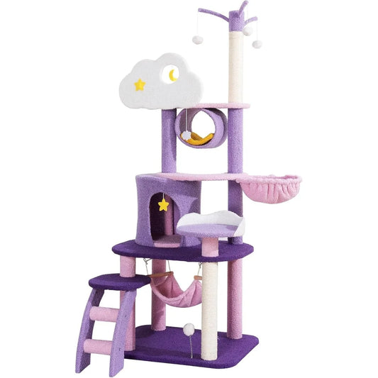 Cloud Cat Tree Indoor Cat Tower with Scratcher Hammock Condo