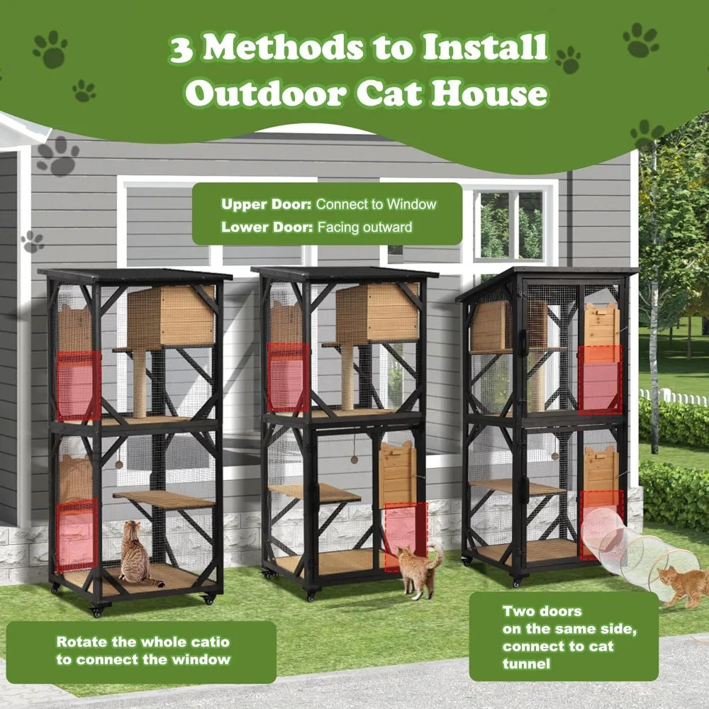 Closure Outdoor Wood Cat Enclosure Catio With Platform